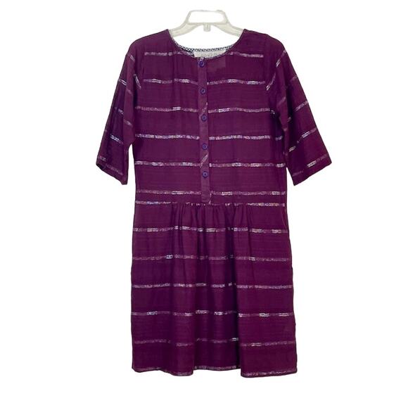 Ace & Jig Arbor Mini Dress Incense Deep Purple Metallic Rainbow Thread Stripe XS - Picture 3 of 11